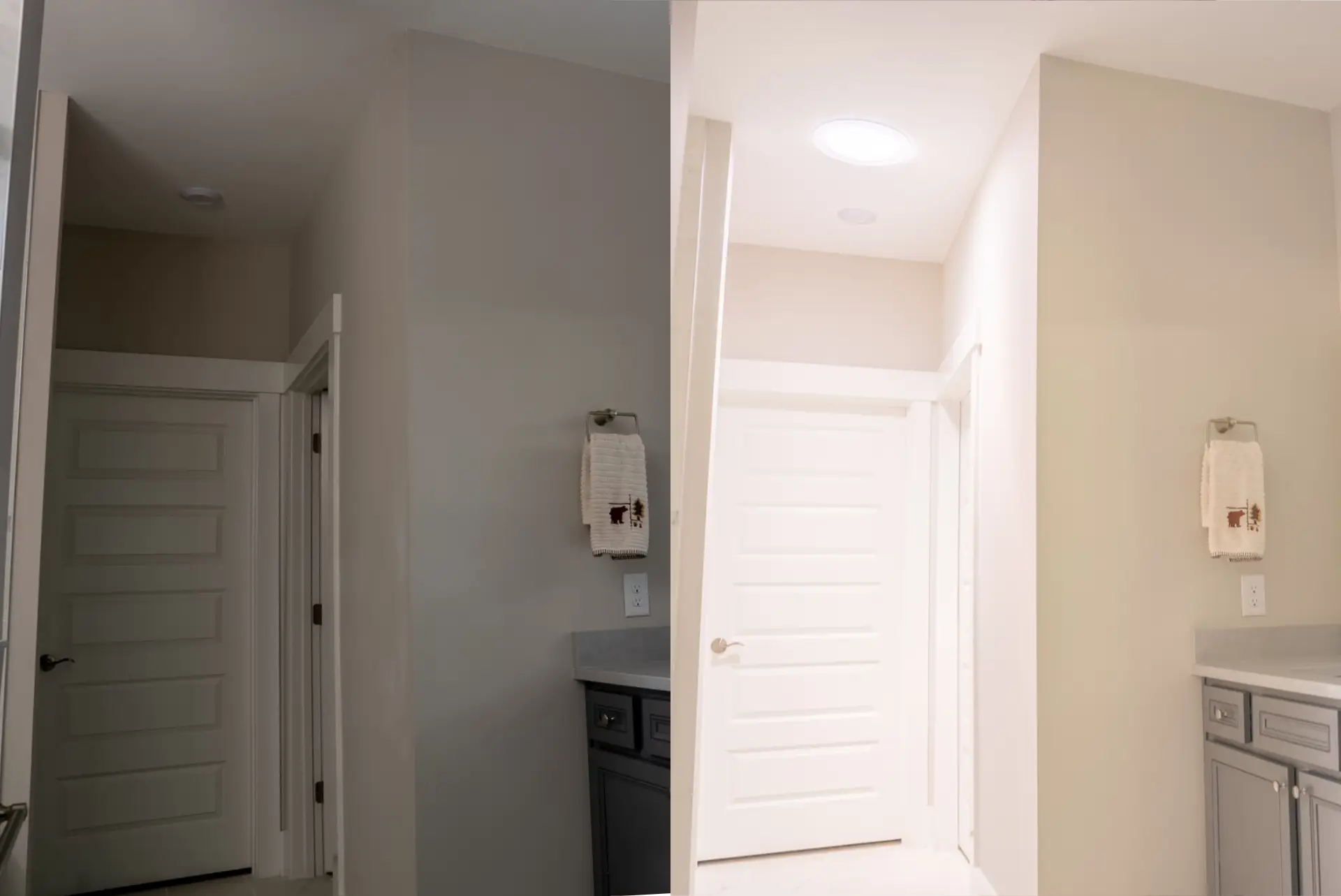 Sun Tunnel bathroom before and after